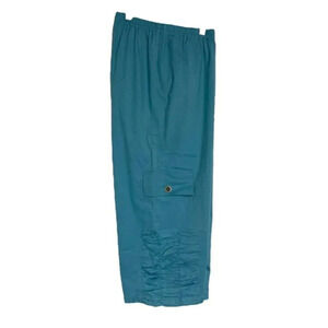 Norm Thompson‎ M teal cotton with stretch pul on capris